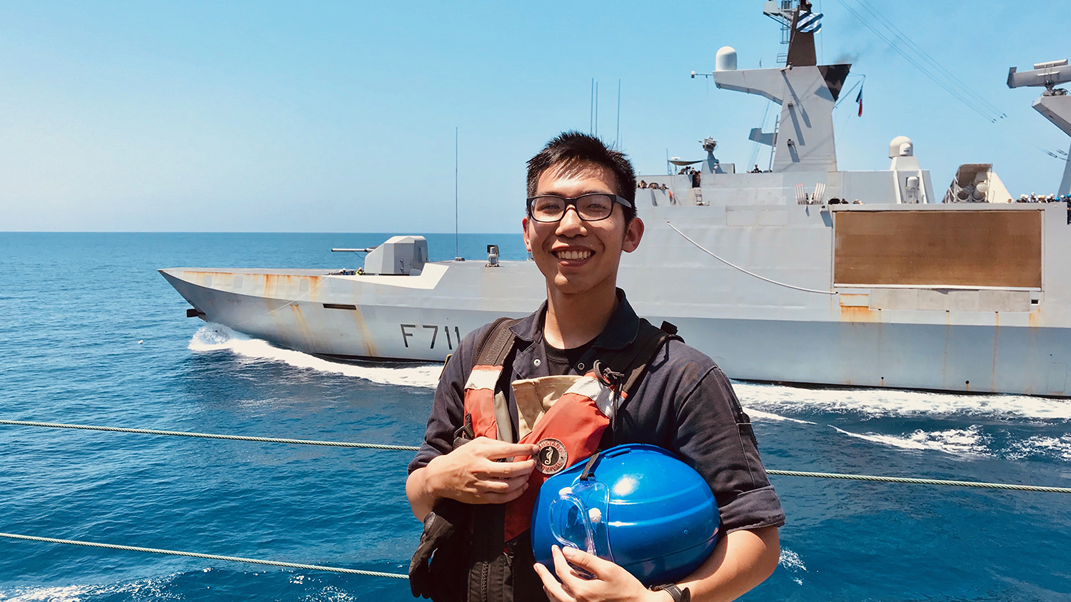 Chen aboard the USNS Big Horn on its cruise to the Persian Gulf in the summer of 2019