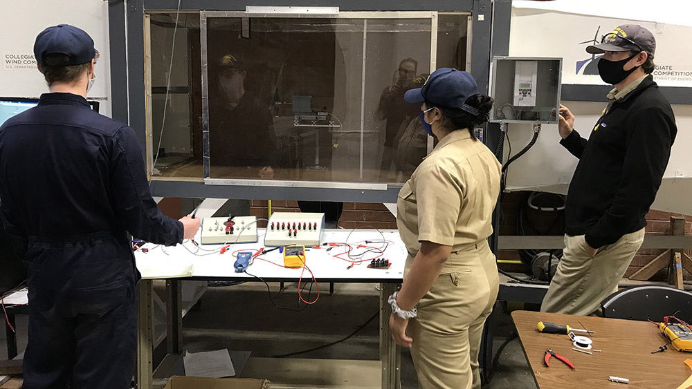 Cadets working on wind tunnel