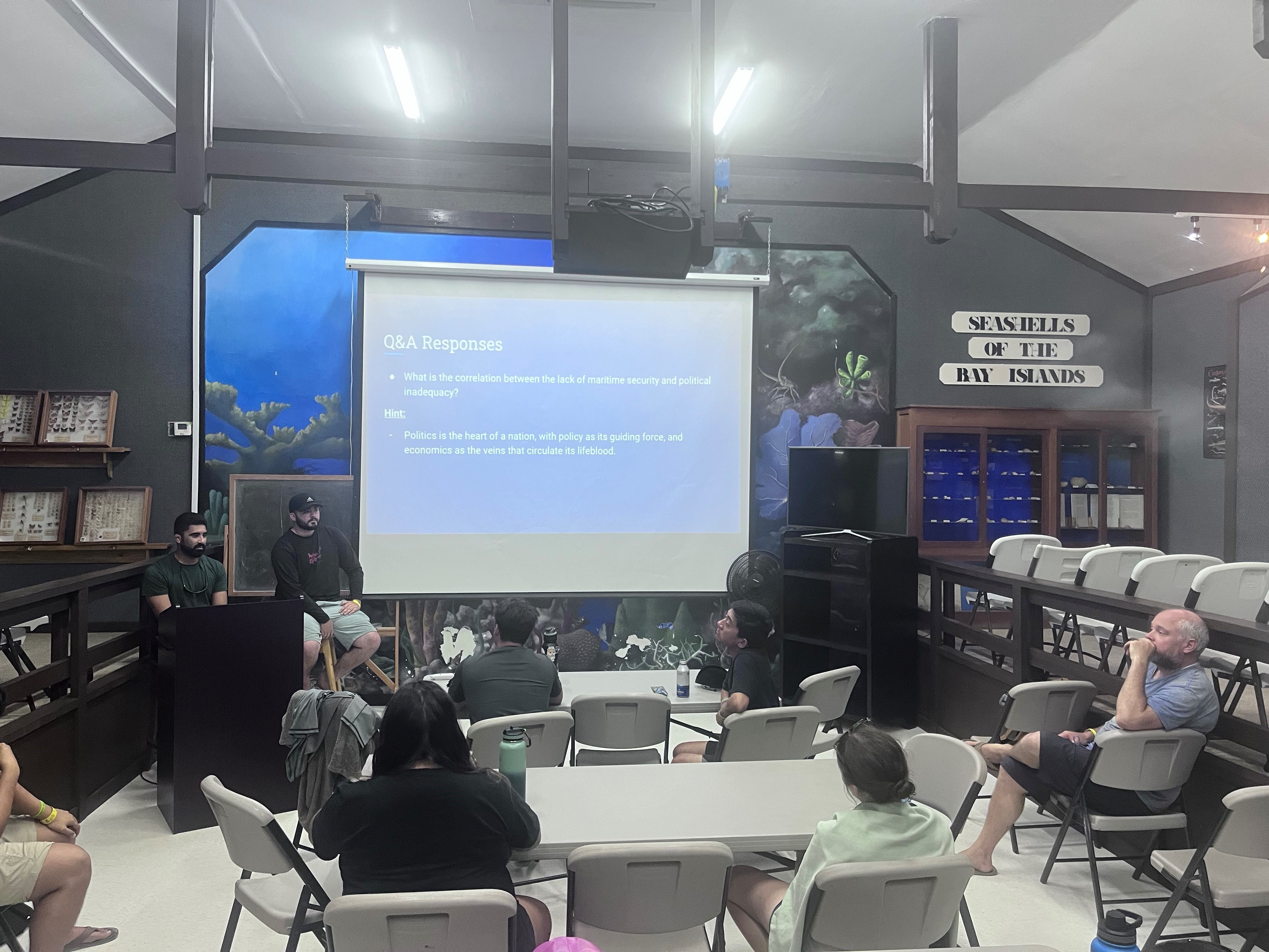Presentation in the Roatan Institute of Marine Sciences (RIMS) classroom