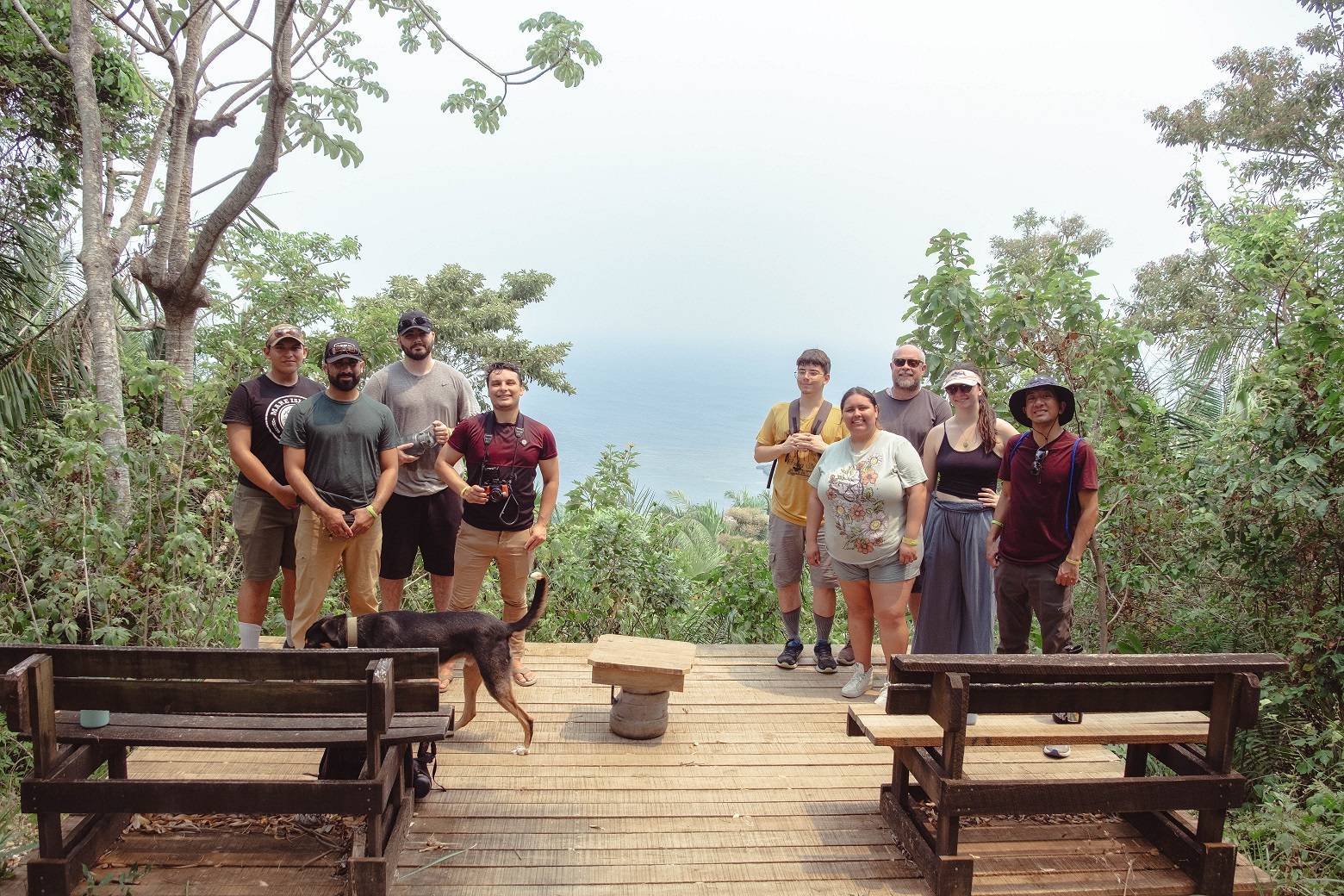 Group photo atop Carambola Mountain, Roatan